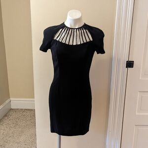 Vintage Nightline Della Roufogali black evening dress with beaded cutouts size 8